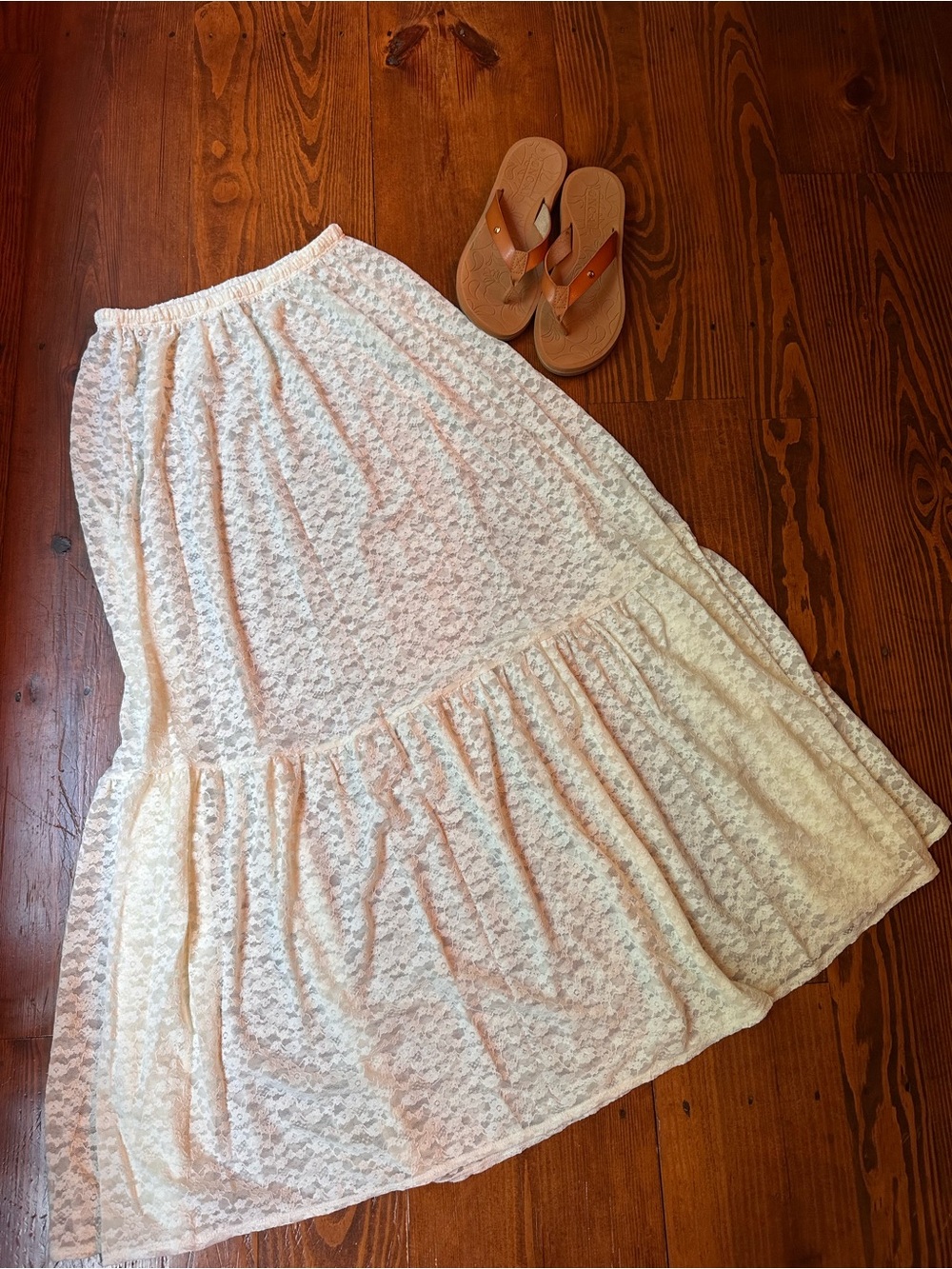 Aerie Tiered Lace Maxi Skirt